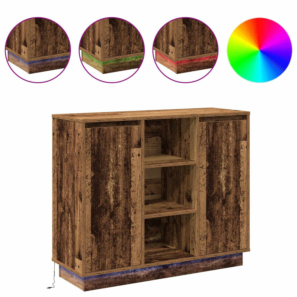 LED-Sideboard Altholz 90 x 32 x 75 cm Holzwerkstoff