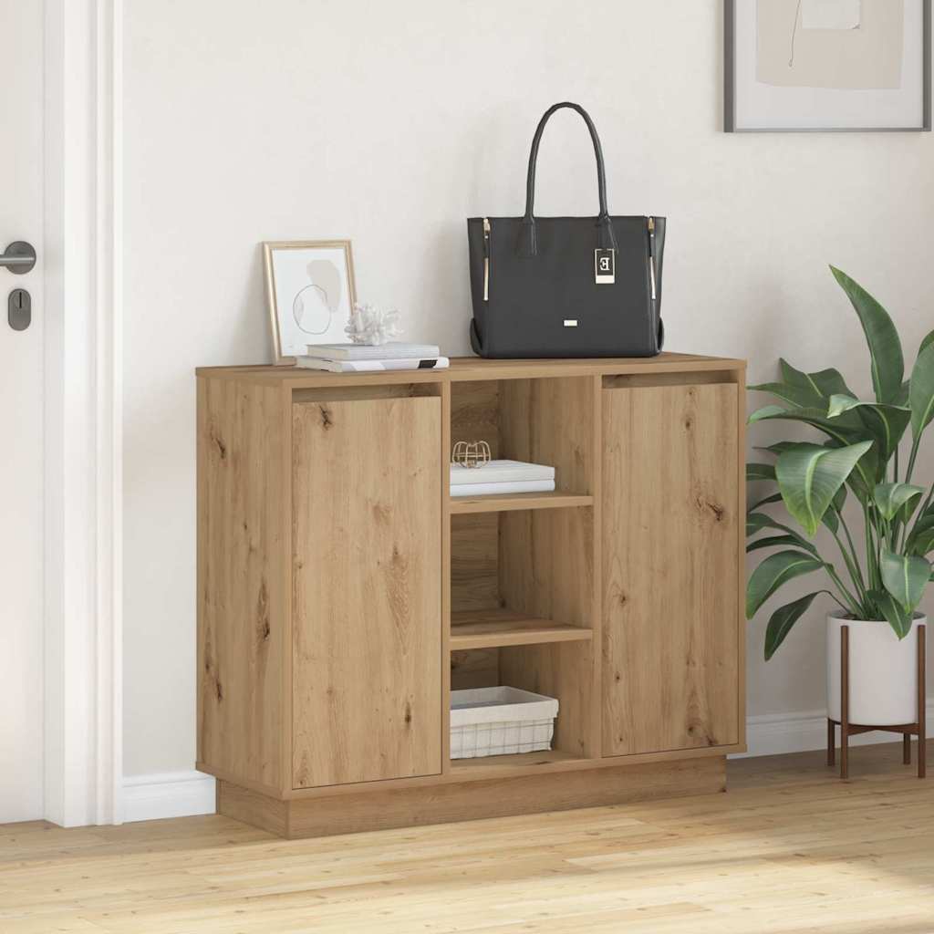 LED-Sideboard Artisan-Eiche 90 x 32 x 75 cm Holzwerkstoff