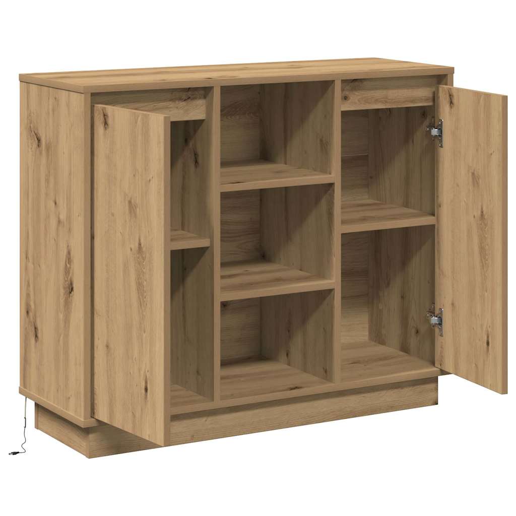 LED-Sideboard Artisan-Eiche 90 x 32 x 75 cm Holzwerkstoff
