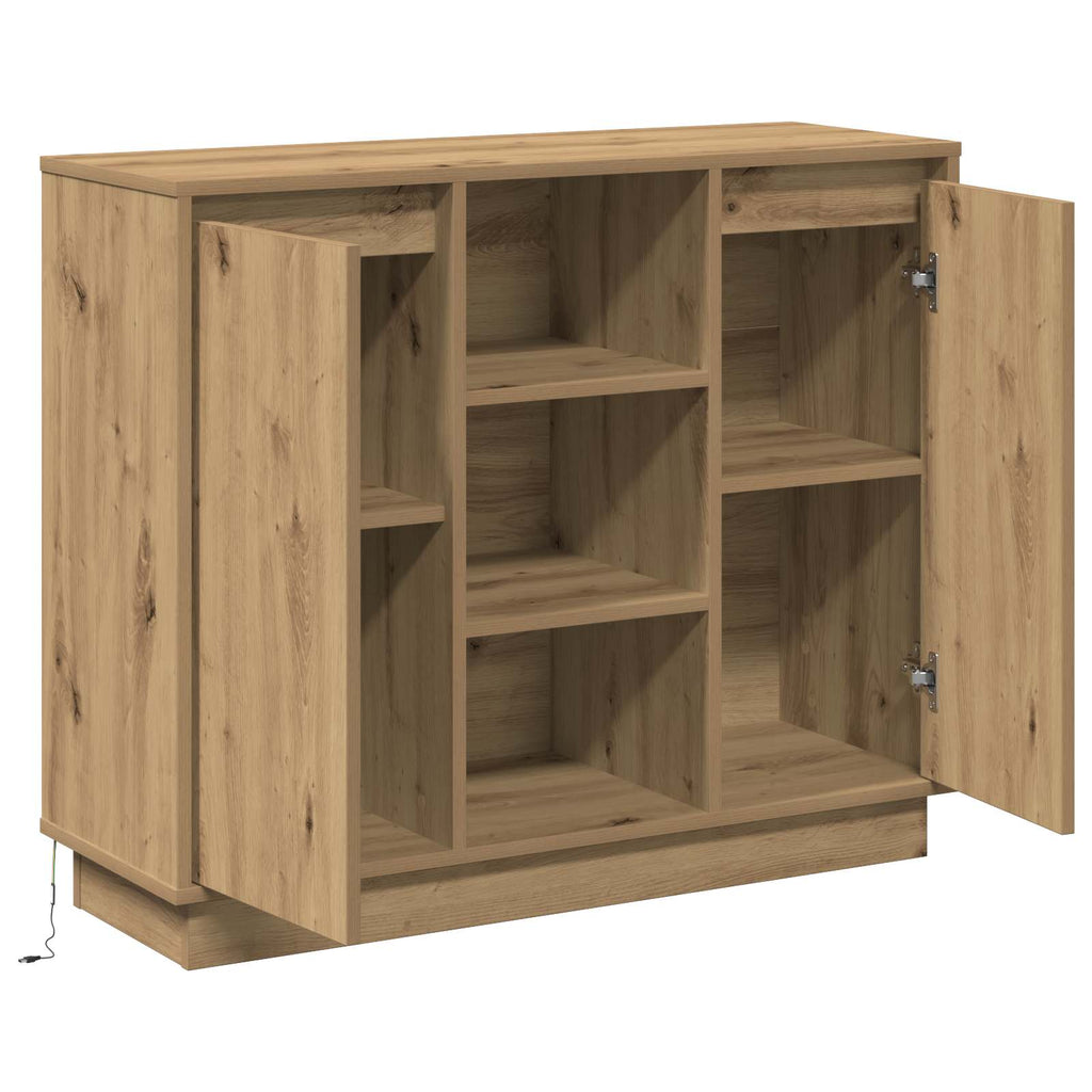 LED-Sideboard Artisan-Eiche 90 x 32 x 75 cm Holzwerkstoff