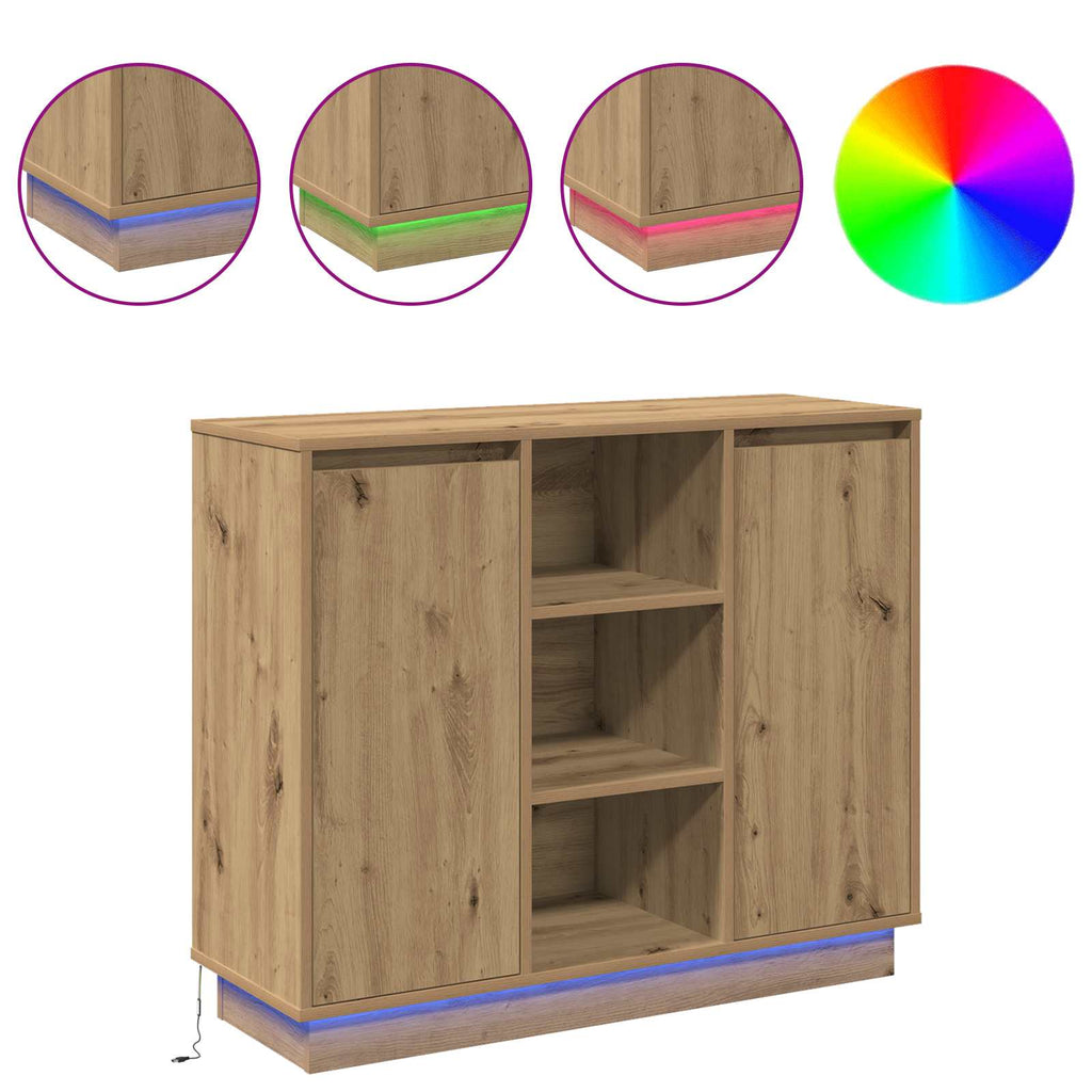 LED-Sideboard Artisan-Eiche 90 x 32 x 75 cm Holzwerkstoff