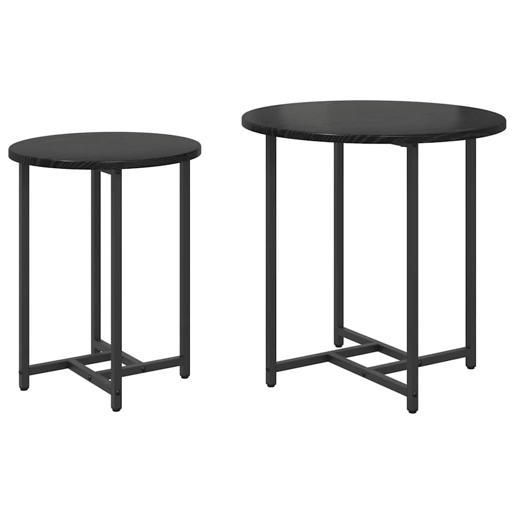 Beistelltisch-Set 2 pcs Schwarz Eichen-Optik
