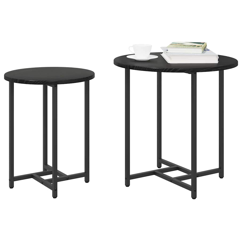 Beistelltisch-Set 2 pcs Schwarz Eichen-Optik
