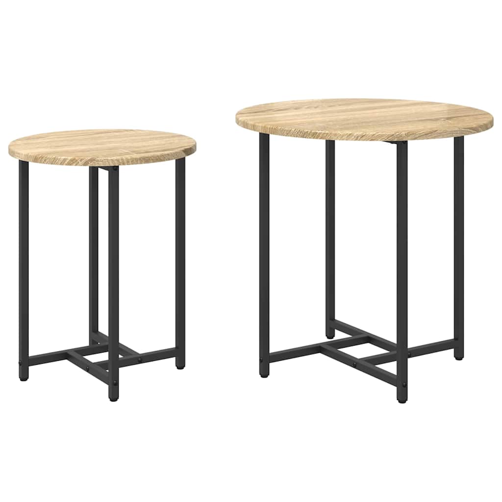 Beistelltisch-Set 2 pcs Sonoma Eiche und Schwarz