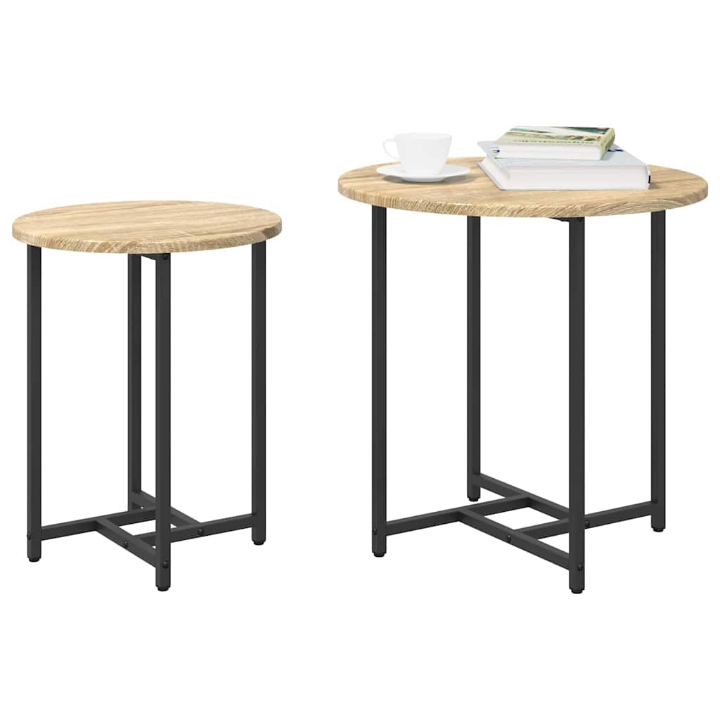 Beistelltisch-Set 2 pcs Sonoma Eiche und Schwarz
