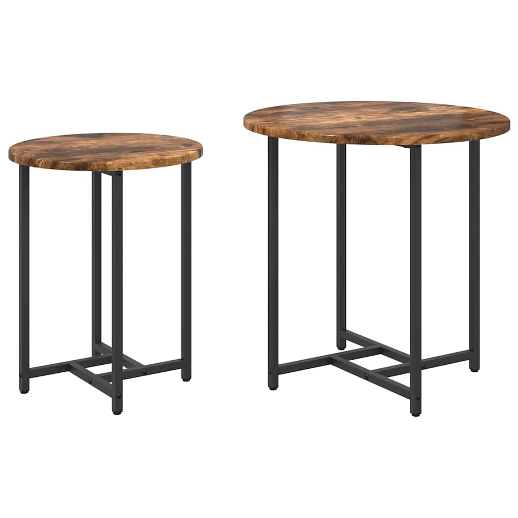 Beistelltisch-Set 2 pcs Geräucherte Eiche und Schwarz