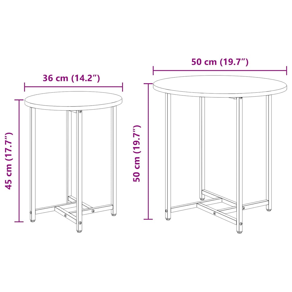 Beistelltisch-Set 2 pcs Geräucherte Eiche und Schwarz