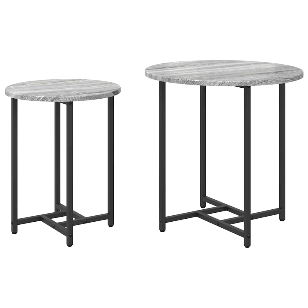 Beistelltisch-Set 2 pcs Grau Sonoma und Schwarz