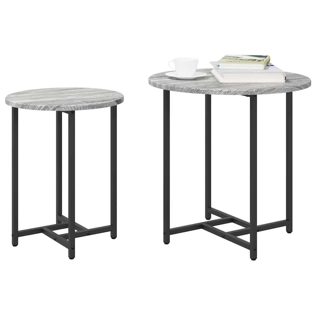 Beistelltisch-Set 2 pcs Grau Sonoma und Schwarz