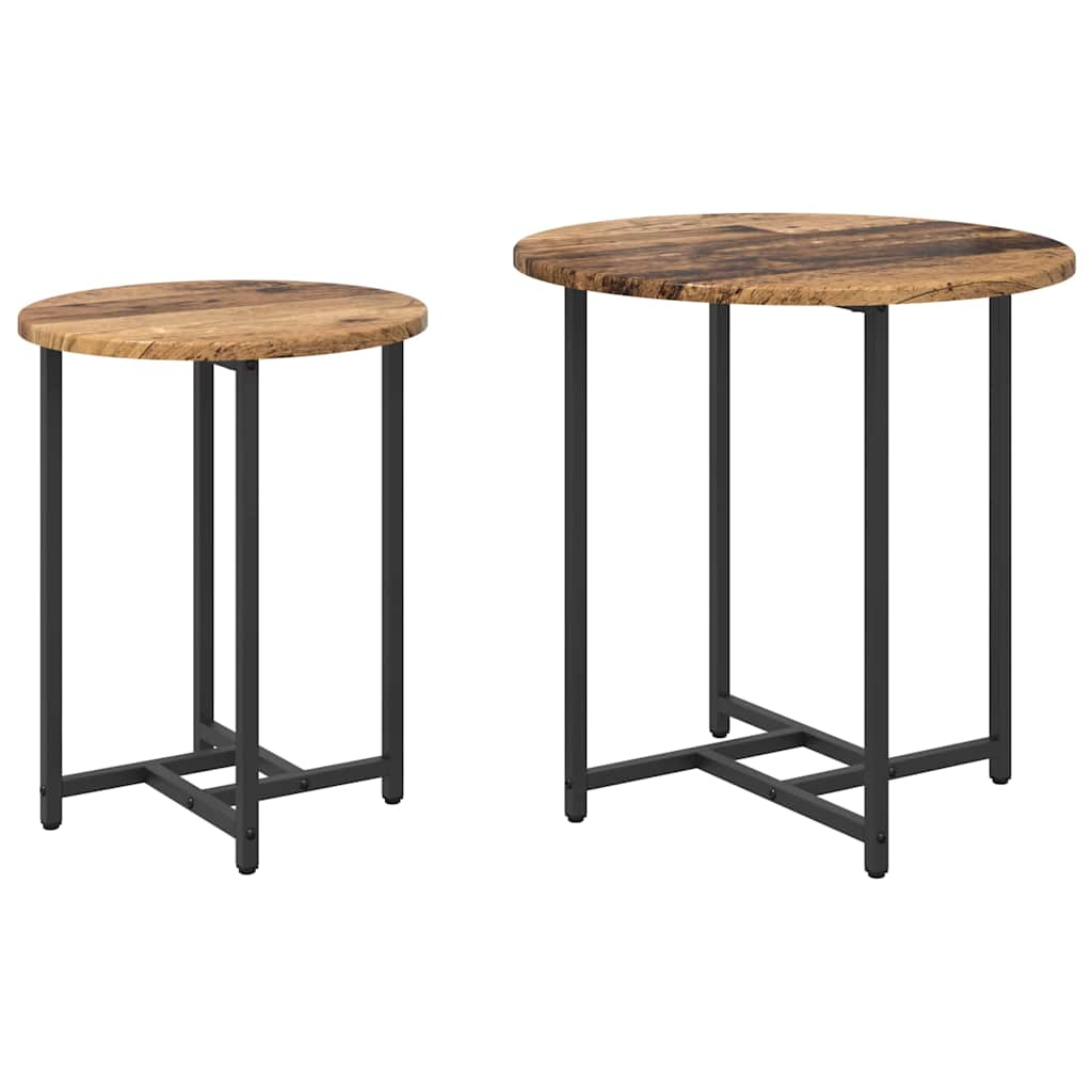 Beistelltisch-Set 2 pcs Altholz und Schwarz