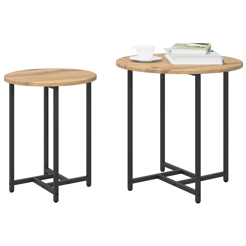 Beistelltisch-Set 2 pcs Artisan Eiche und Schwarz
