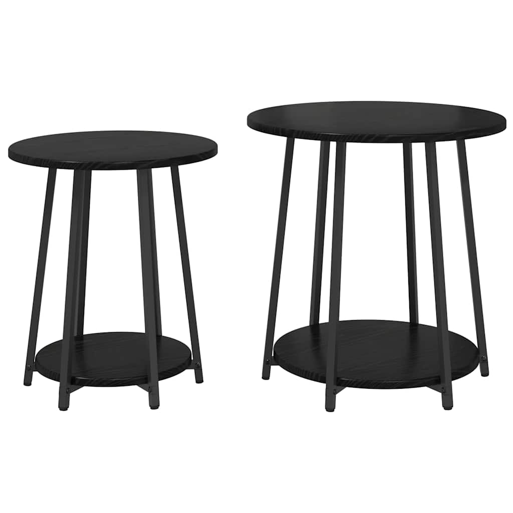 Beistelltisch-Set mit Regal 2 pcs Schwarz Eichen-Optik