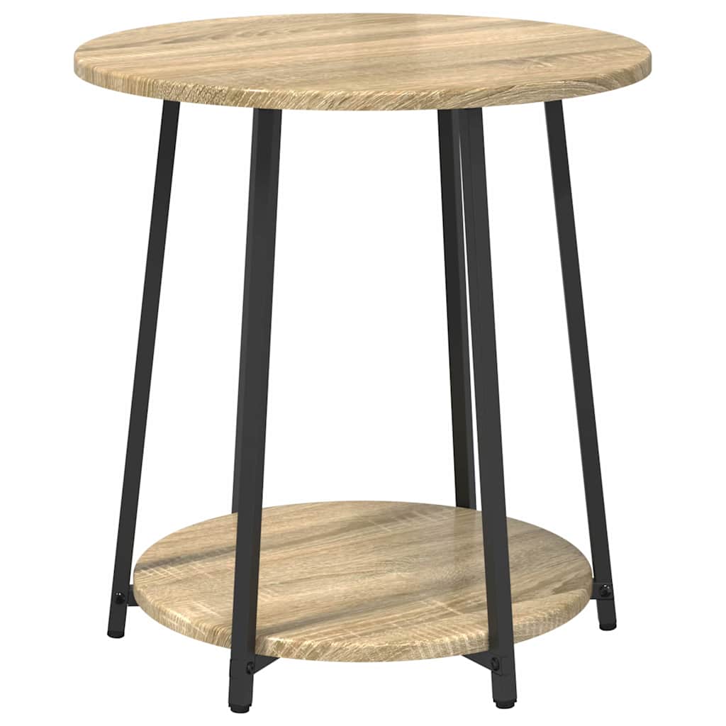 Beistelltisch-Set mit Regal 2 pcs Sonoma Eiche und Schwarz