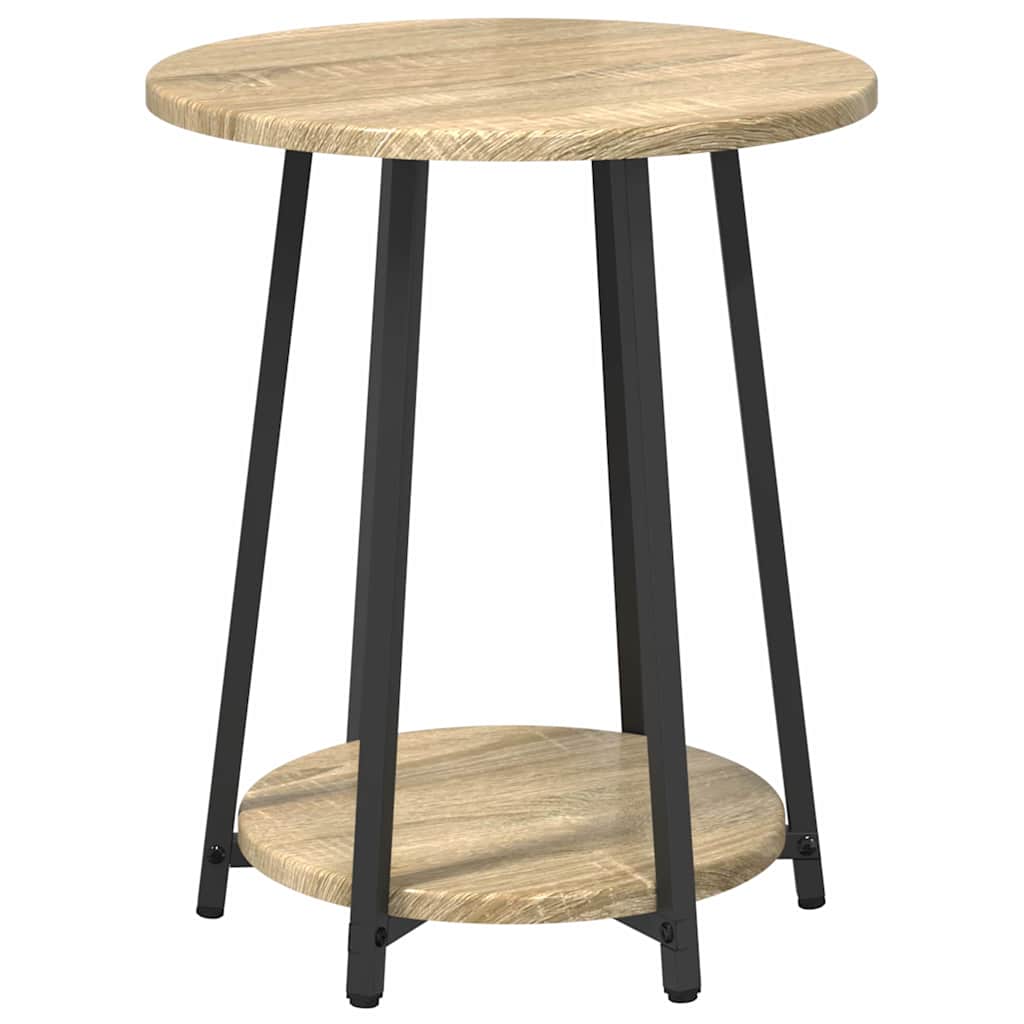 Beistelltisch-Set mit Regal 2 pcs Sonoma Eiche und Schwarz