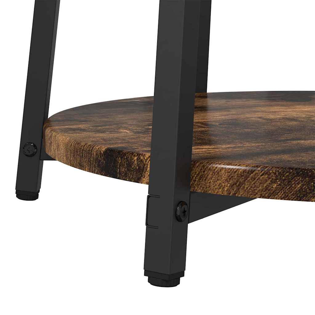 Beistelltisch-Set mit Regal 2 pcs Geräucherte Eiche und Schwarz