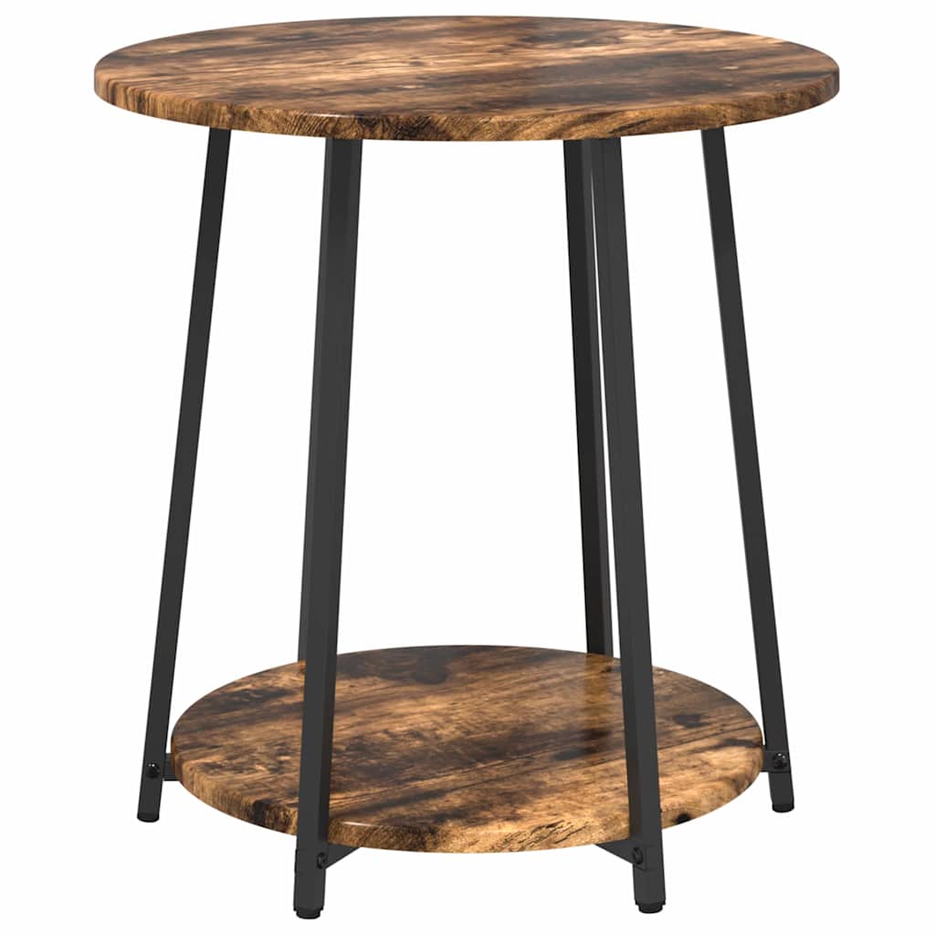 Beistelltisch-Set mit Regal 2 pcs Geräucherte Eiche und Schwarz