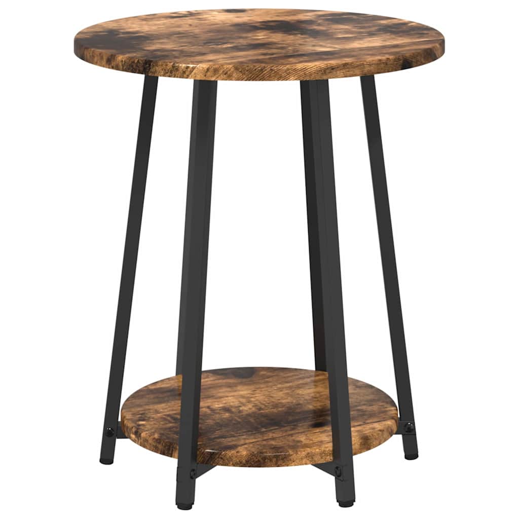 Beistelltisch-Set mit Regal 2 pcs Geräucherte Eiche und Schwarz