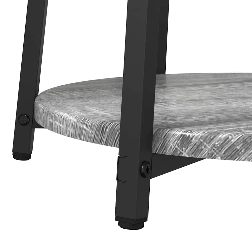 Beistelltisch-Set mit Regal 2 pcs Grau Sonoma und Schwarz