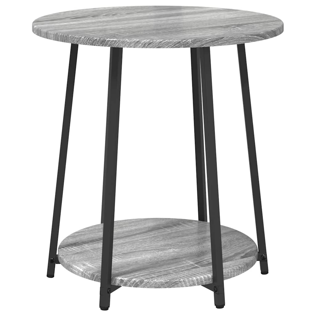 Beistelltisch-Set mit Regal 2 pcs Grau Sonoma und Schwarz