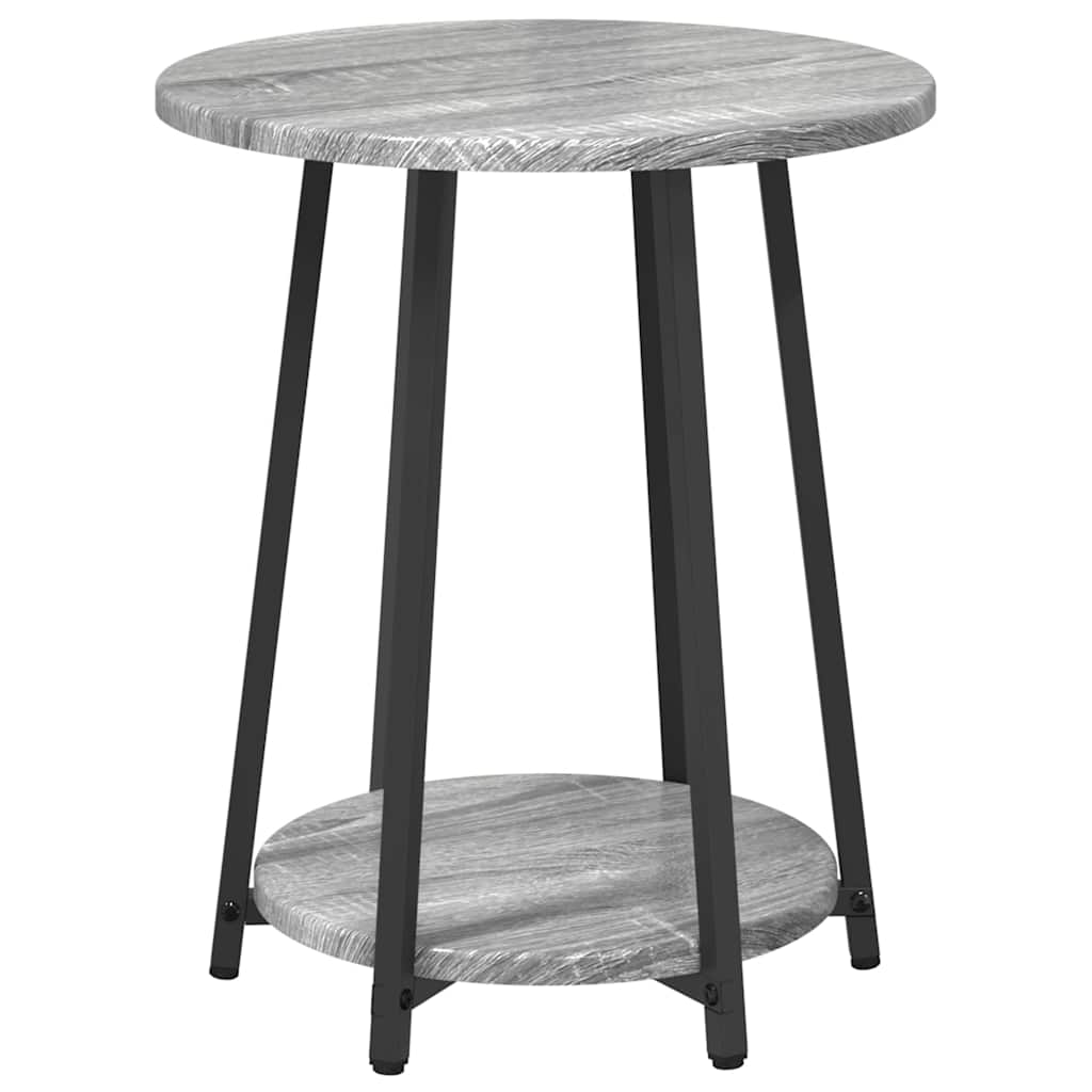 Beistelltisch-Set mit Regal 2 pcs Grau Sonoma und Schwarz