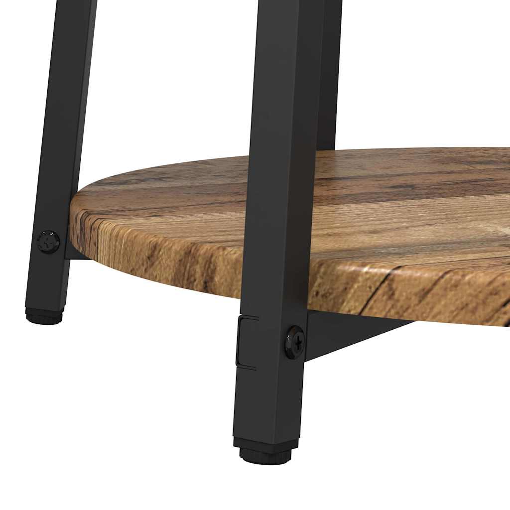 Beistelltisch-Set mit Regal 2 pcs Altholz und Schwarz