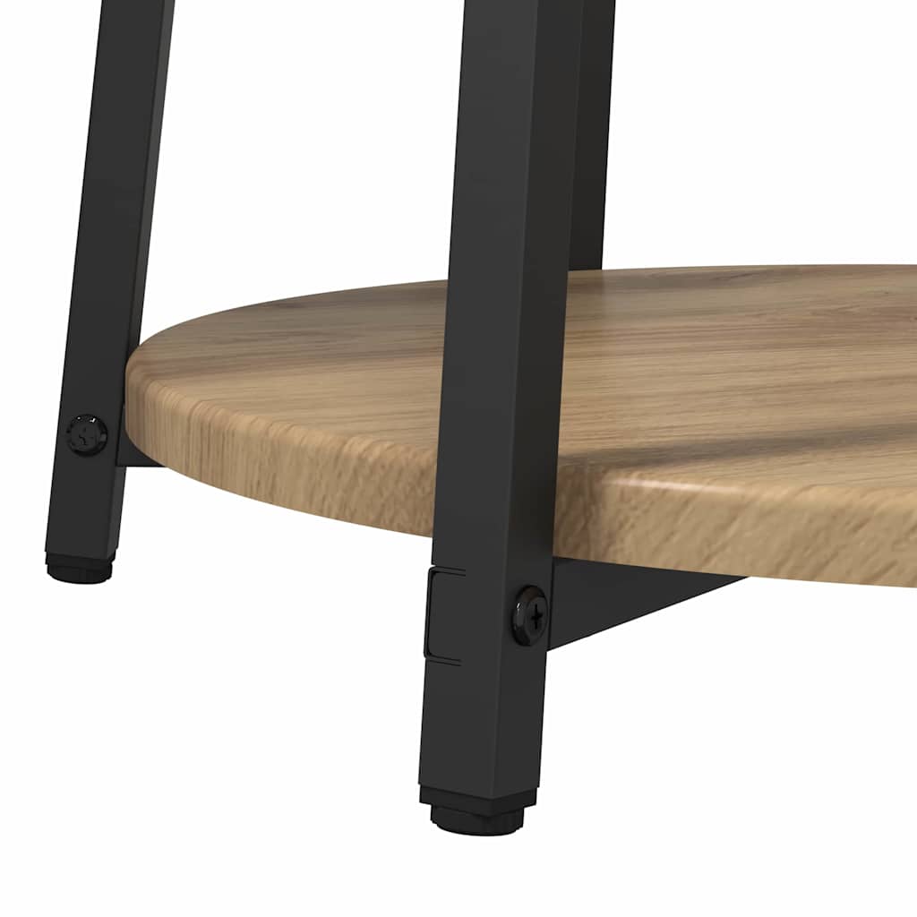Beistelltisch-Set mit Regal 2 pcs Artisan Eiche und Schwarz