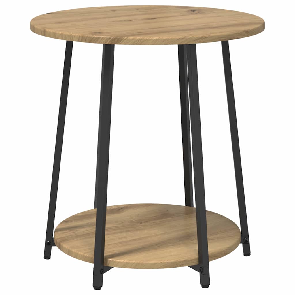 Beistelltisch-Set mit Regal 2 pcs Artisan Eiche und Schwarz