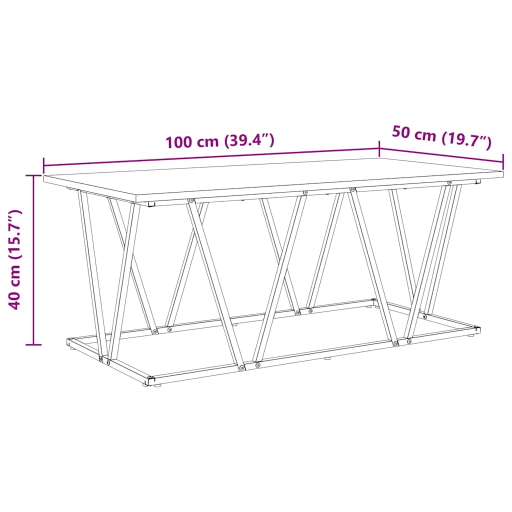 Couchtisch Grau 100 x 50 x 40 cm Sperrholz und Metall