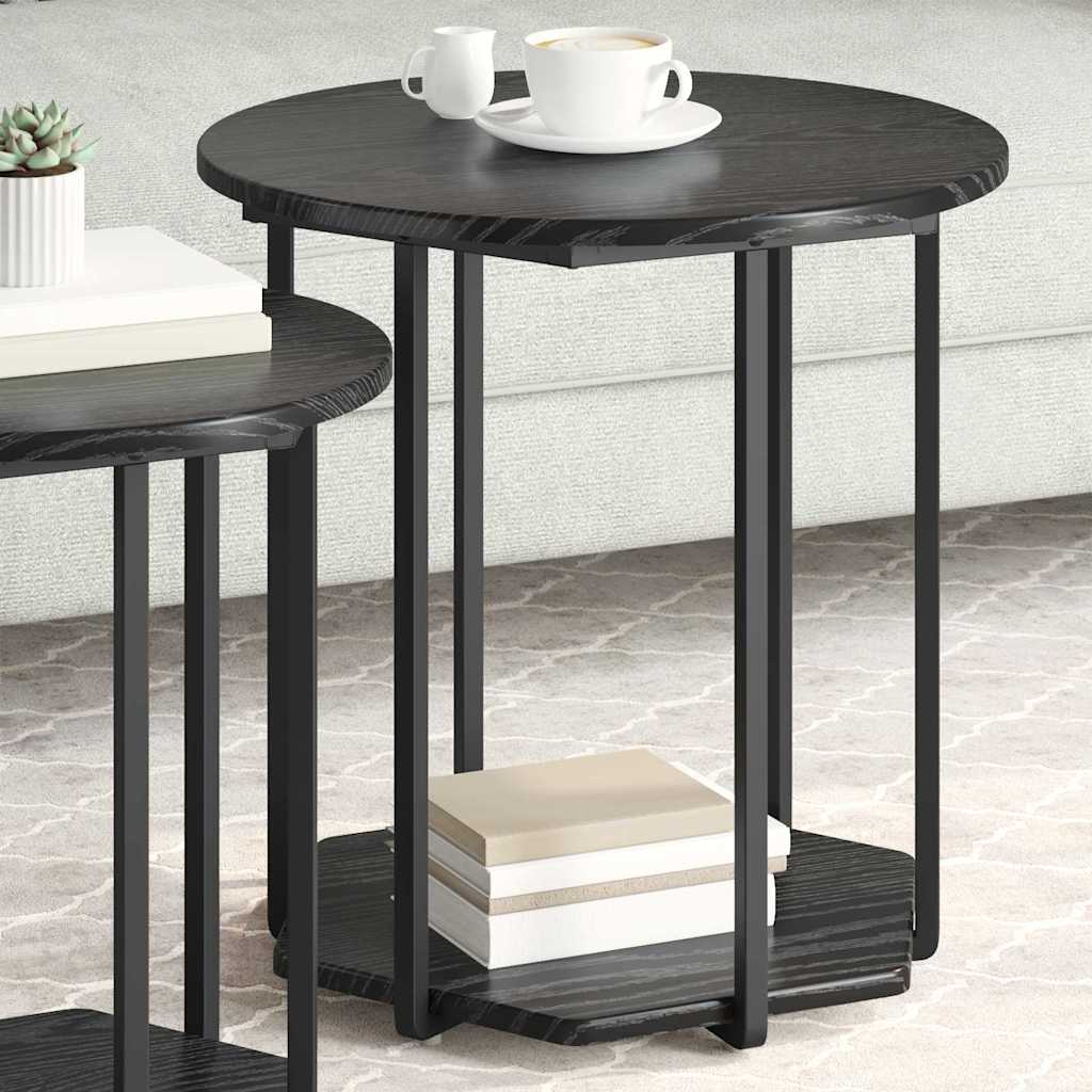 Beistelltisch-Set mit Regal 2 pcs Schwarz Eichen-Optik