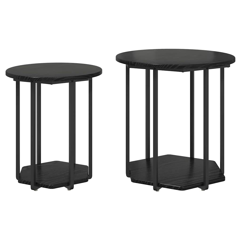 Beistelltisch-Set mit Regal 2 pcs Schwarz Eichen-Optik
