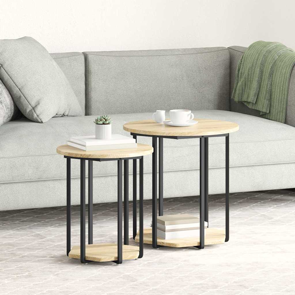 Beistelltisch-Set mit Regal 2 pcs Braun