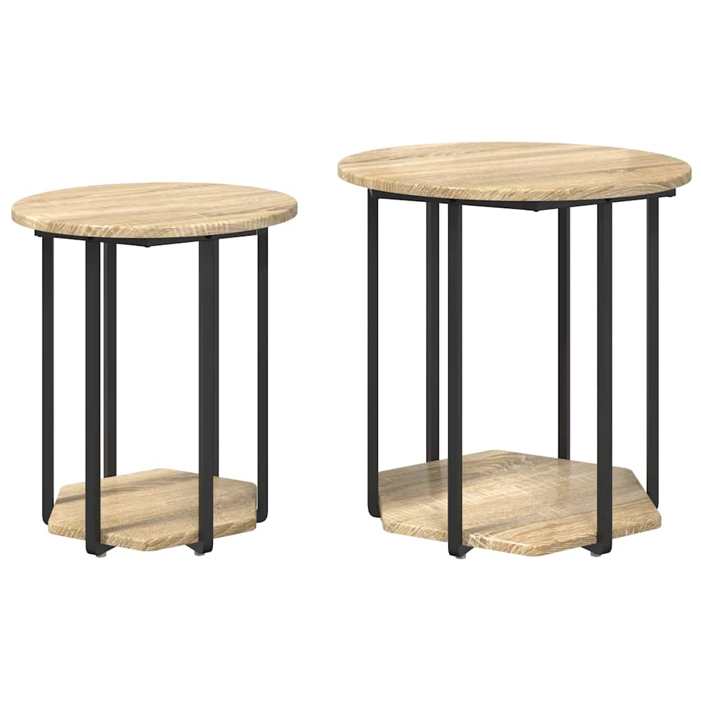 Beistelltisch-Set mit Regal 2 pcs Braun