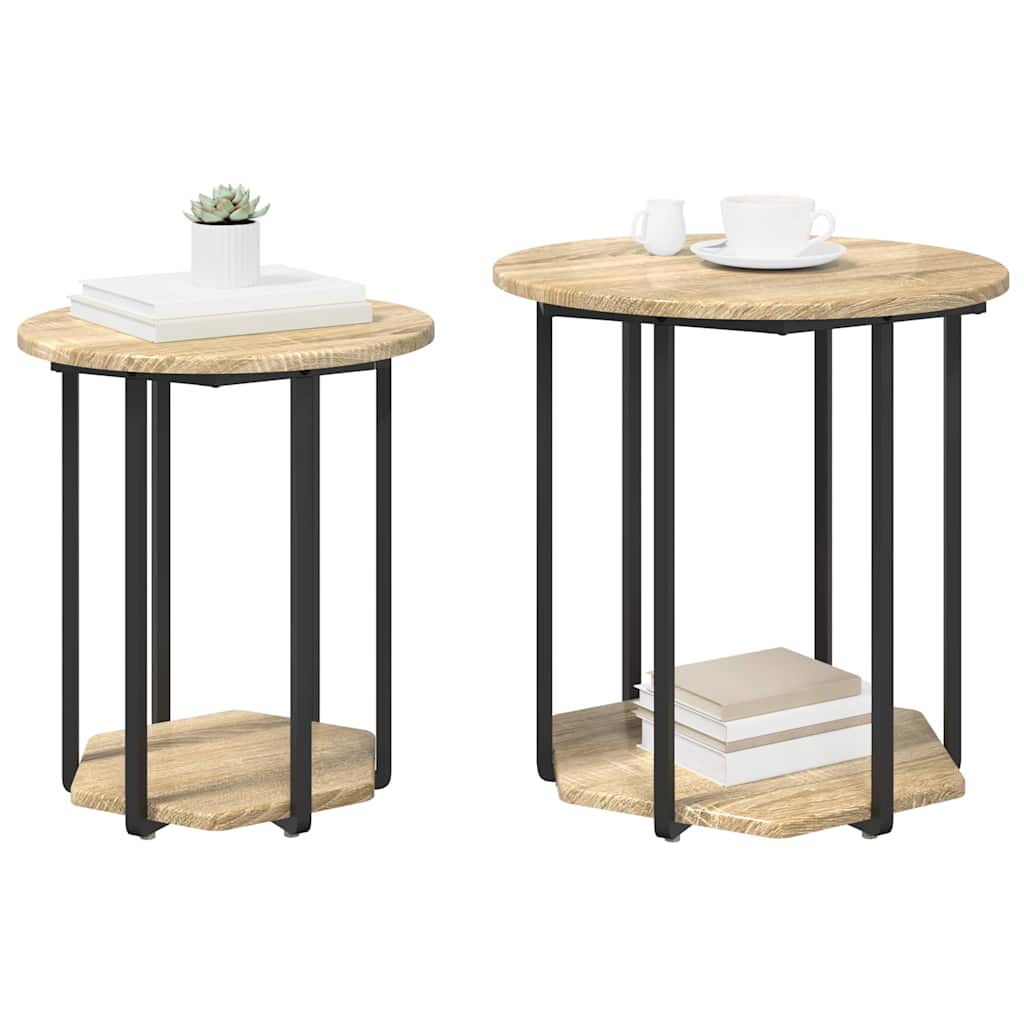 Beistelltisch-Set mit Regal 2 pcs Braun