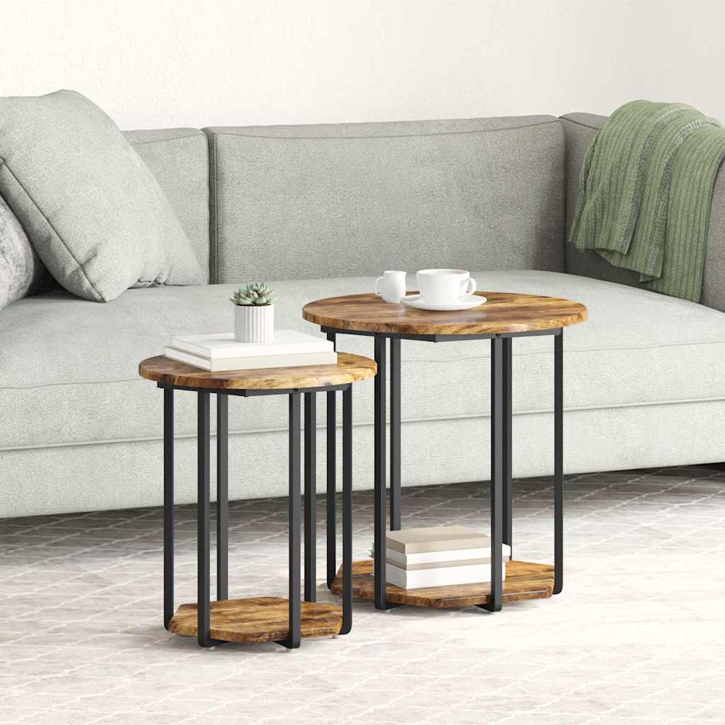 Beistelltisch-Set mit Regal 2 pcs Braun