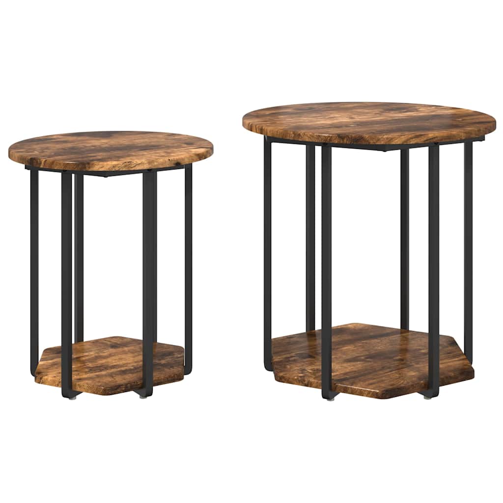 Beistelltisch-Set mit Regal 2 pcs Braun