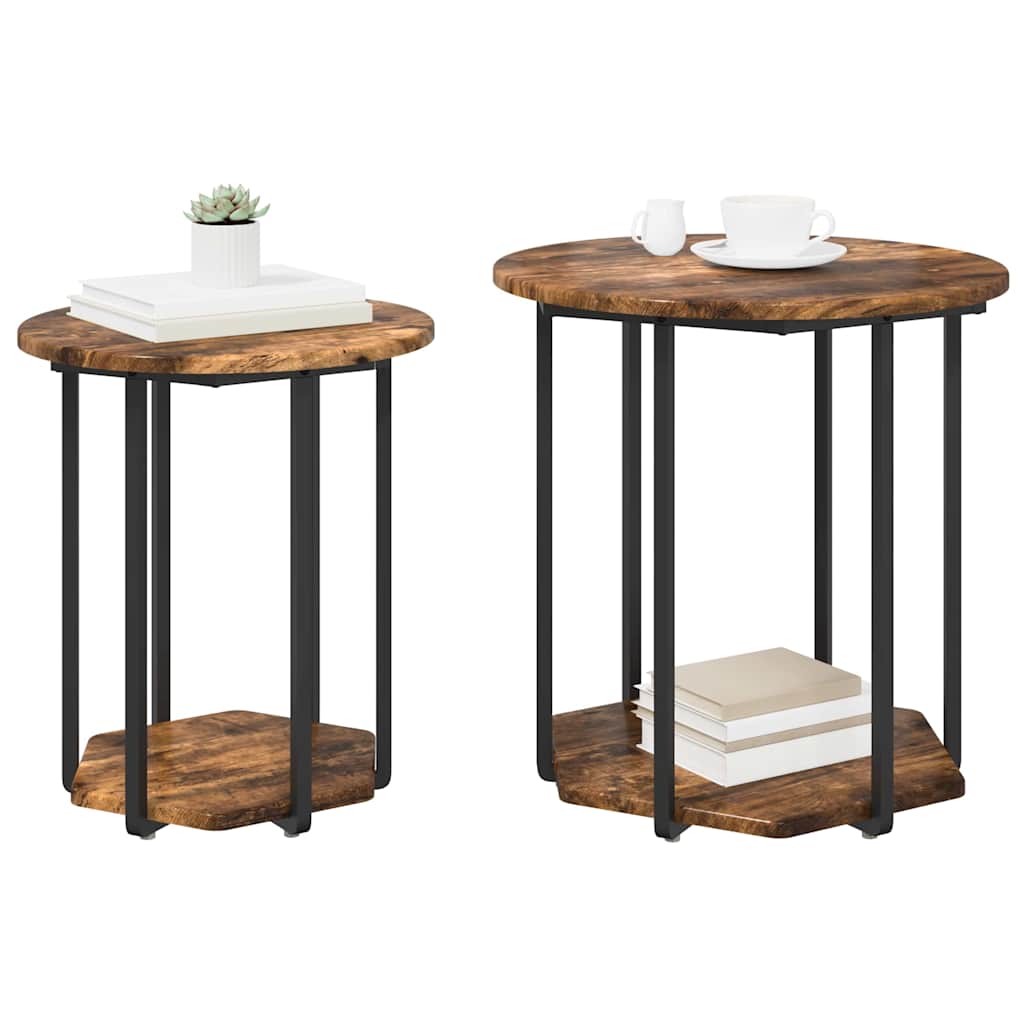 Beistelltisch-Set mit Regal 2 pcs Braun