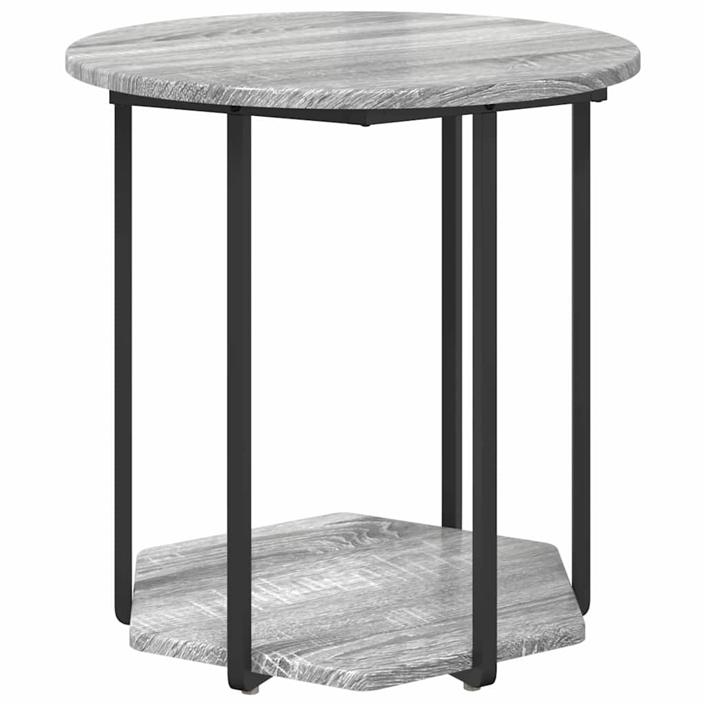 Beistelltisch-Set mit Regal 2 pcs Grau