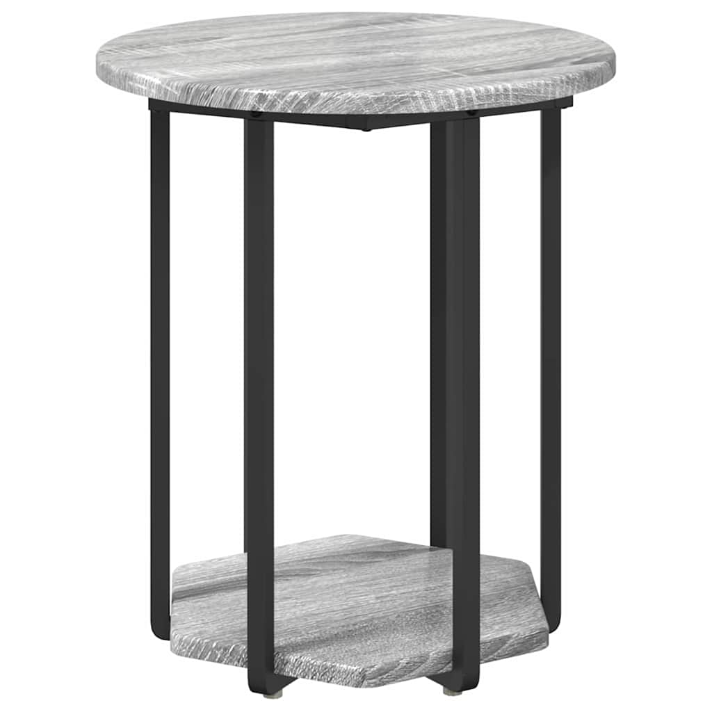 Beistelltisch-Set mit Regal 2 pcs Grau