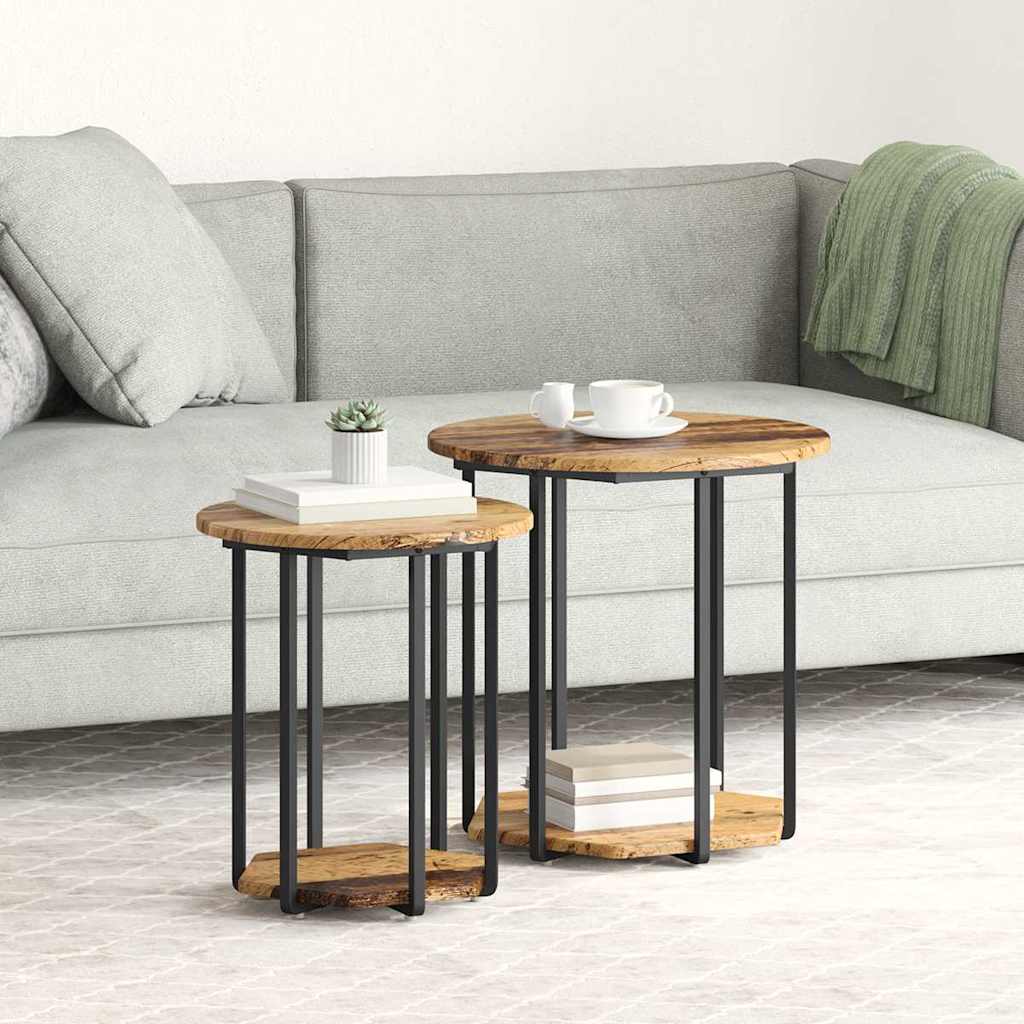 Beistelltisch-Set mit Regal 2 pcs Braun