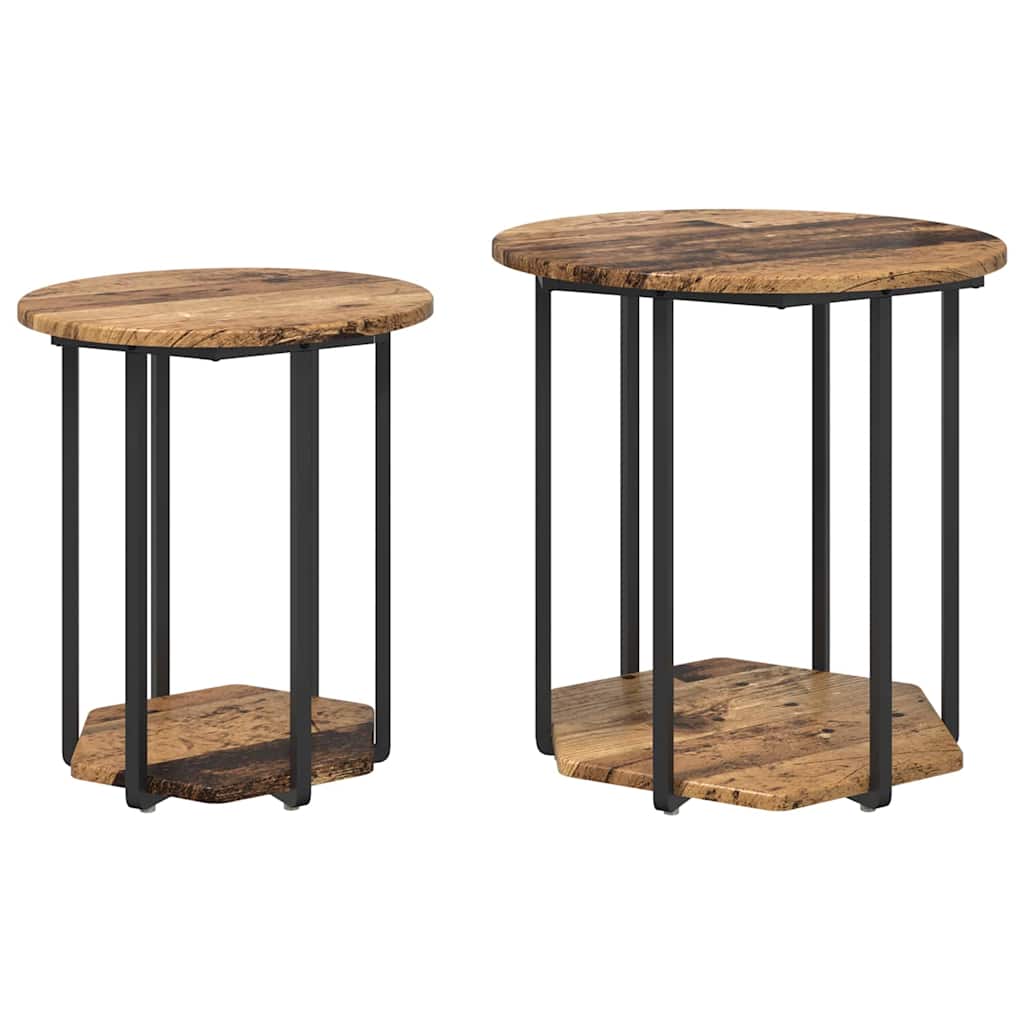 Beistelltisch-Set mit Regal 2 pcs Braun