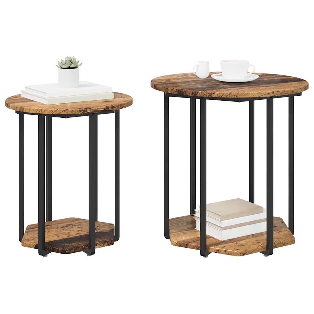 Beistelltisch-Set mit Regal 2 pcs Braun