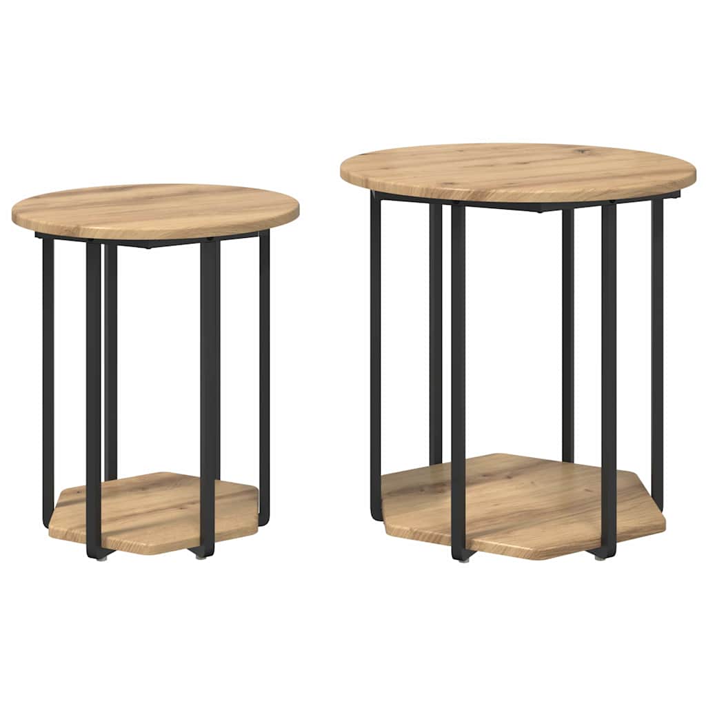 Beistelltisch-Set mit Regal 2 pcs Braun