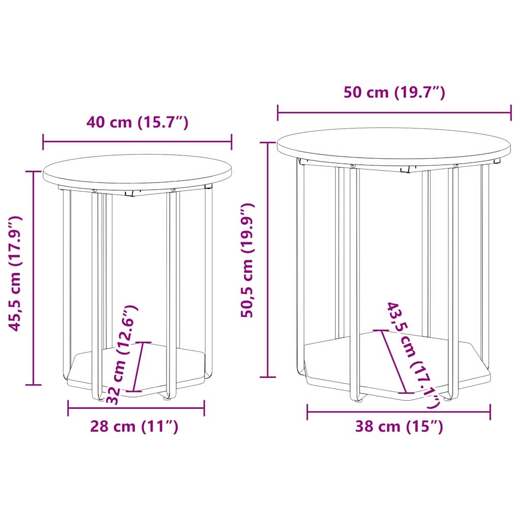 Beistelltisch-Set mit Regal 2 pcs Braun