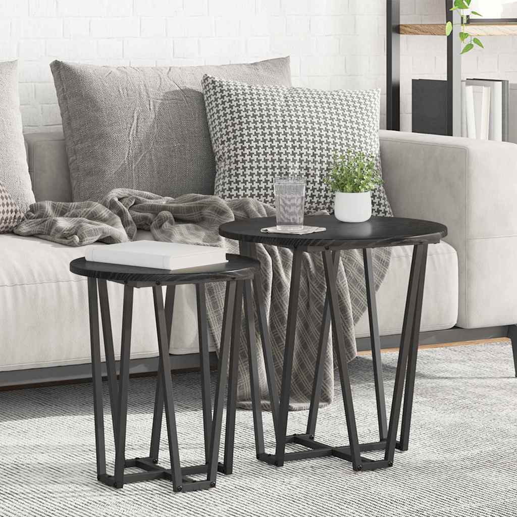 Beistelltisch-Set 2 pcs Schwarz Eichen-Optik