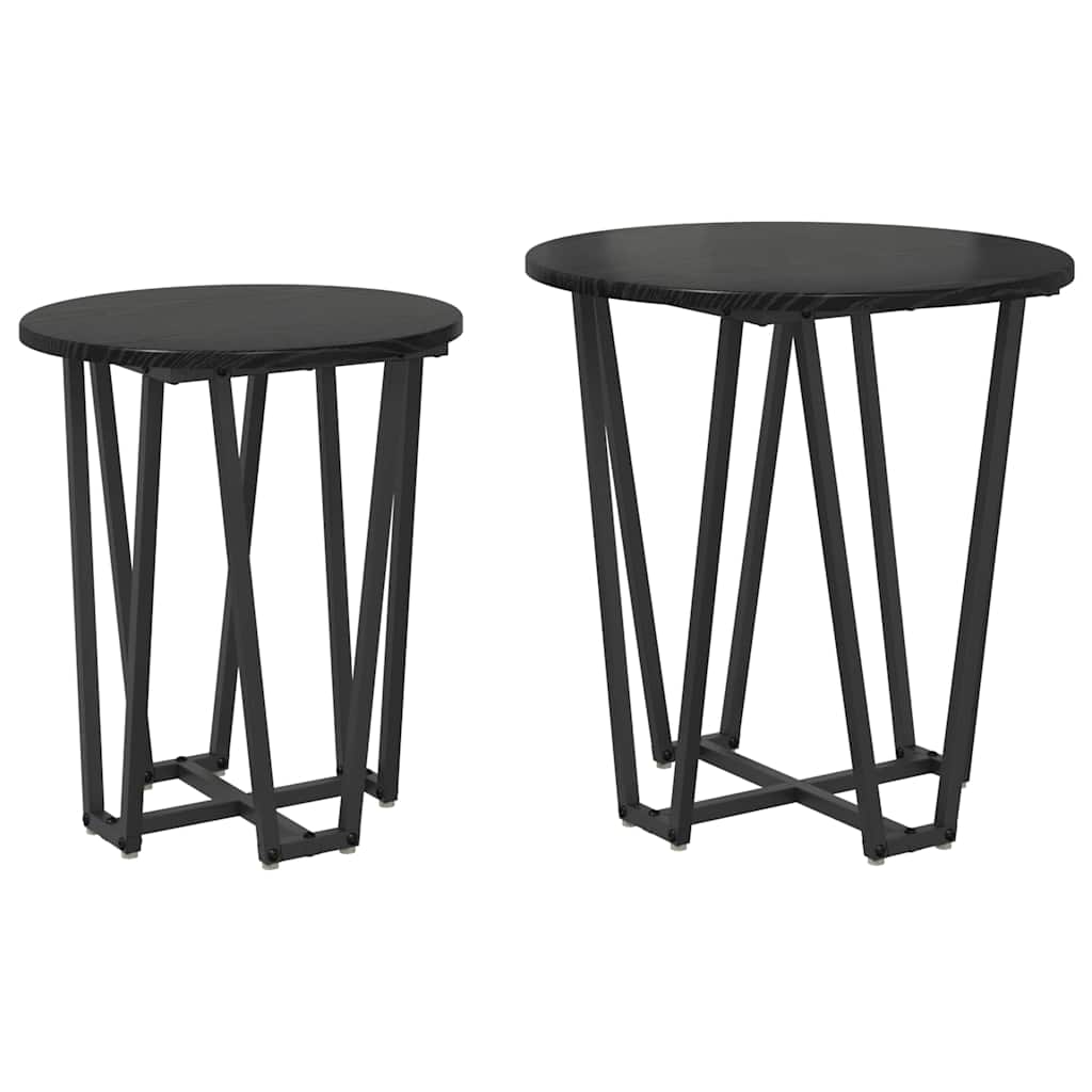 Beistelltisch-Set 2 pcs Schwarz Eichen-Optik