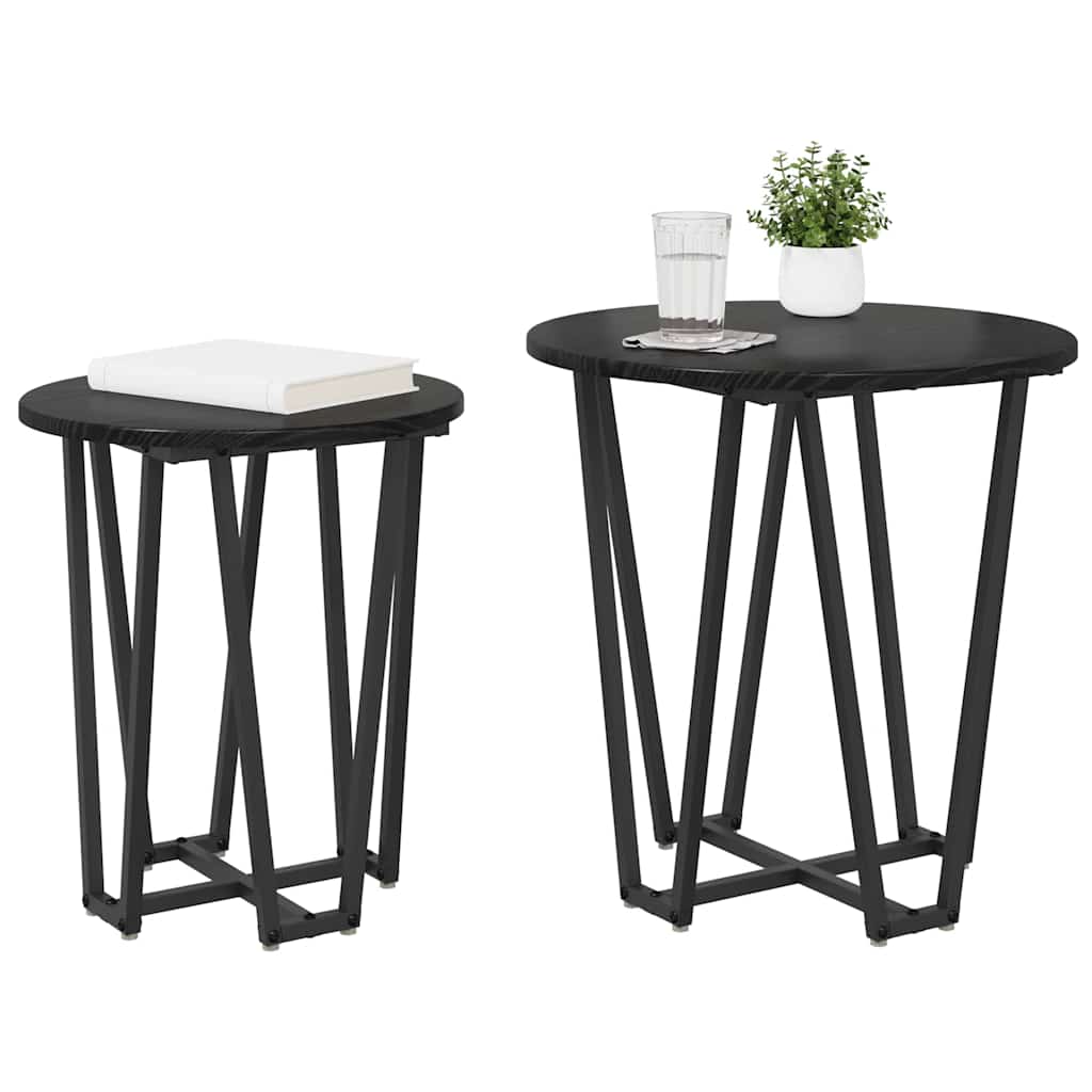 Beistelltisch-Set 2 pcs Schwarz Eichen-Optik