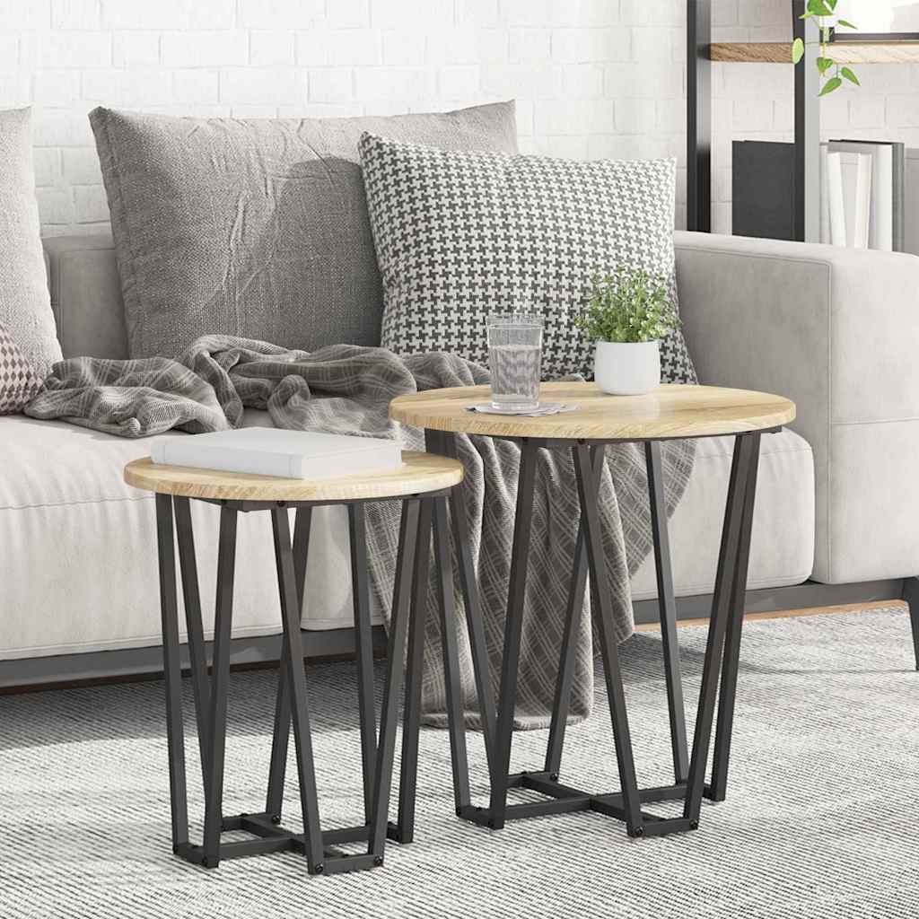 Beistelltisch-Set 2 pcs Sonoma Eiche und Schwarz
