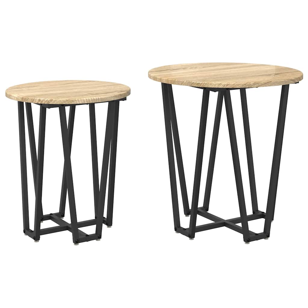 Beistelltisch-Set 2 pcs Sonoma Eiche und Schwarz