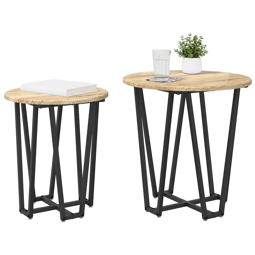 Beistelltisch-Set 2 pcs Sonoma Eiche und Schwarz
