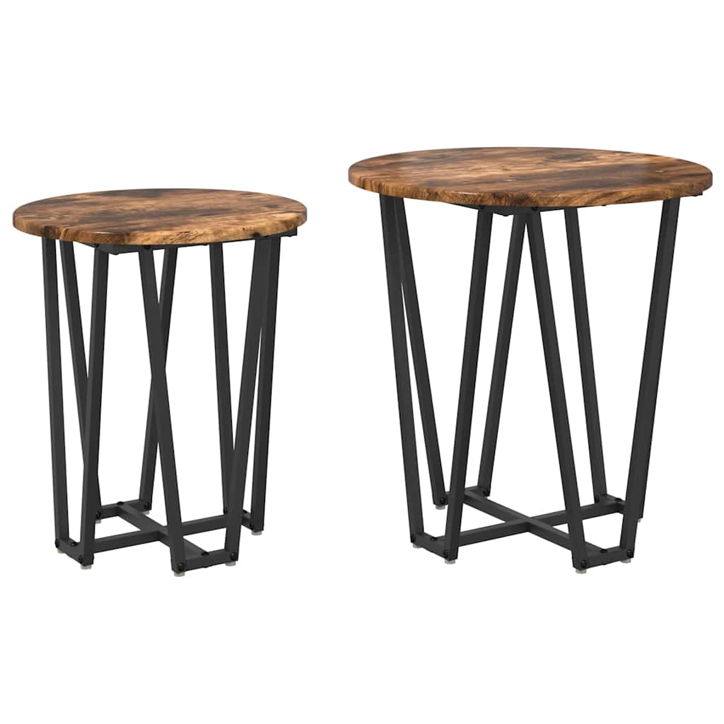 Beistelltisch-Set 2 pcs Geräucherte Eiche und Schwarz